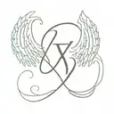 letter B with angel wings and infinity symbol at the bottom tattoo design idea