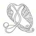 letter B with angel wings and infinity symbol at the bottom tattoo design idea