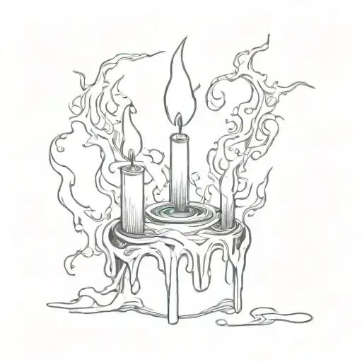burning candle melting tattoo design idea