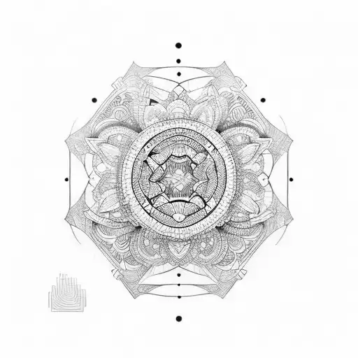 rombo con buda y pagoda tattoo design idea