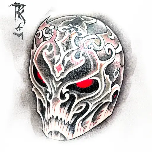 Ghost Knight red glowing eyes tattoo design idea