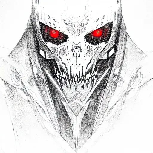 Ghost Knight red glowing eyes tattoo design idea
