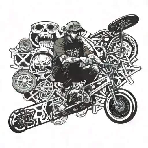 mix of bmx and skateboard, juste the parts tattoo design idea