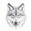 wolf and baby wolf, with forest negative space  tattoo design idea