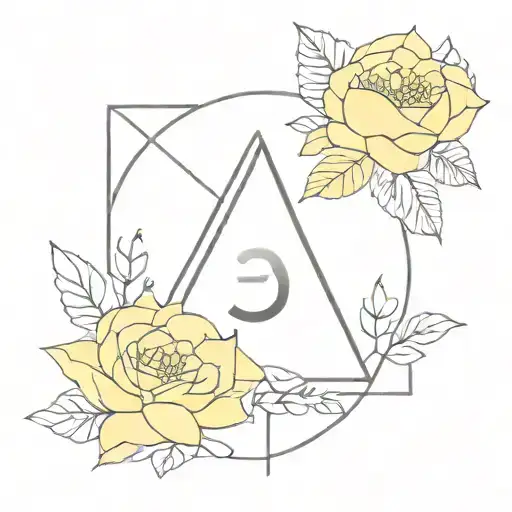 the number 3, Jupiter, a triangle, the color yellow, air and flowers tattoo design idea