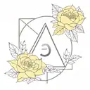 the number 3, Jupiter, a triangle, the color yellow, air and flowers tattoo design idea