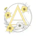 the number 3, Jupiter, a triangle, the color yellow, air and flowers tattoo design idea