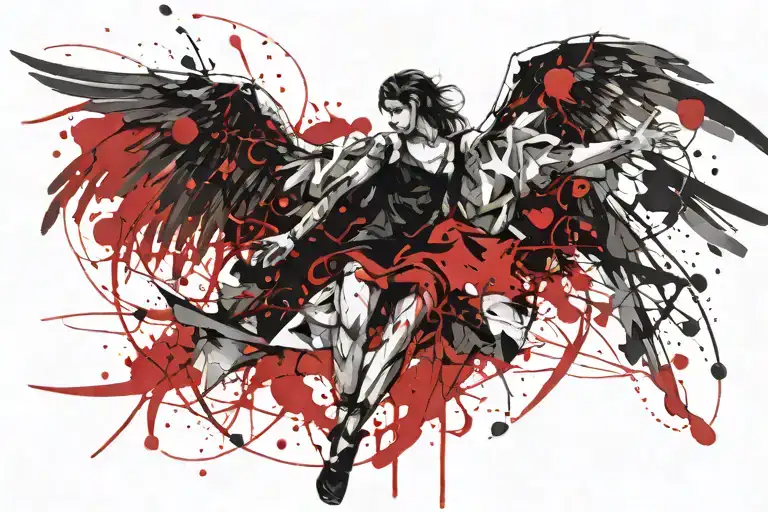 fallen angel falling tattoo design idea