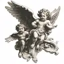 cherubs flying tattoo design idea