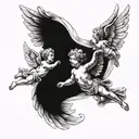 cherubs flying tattoo design idea