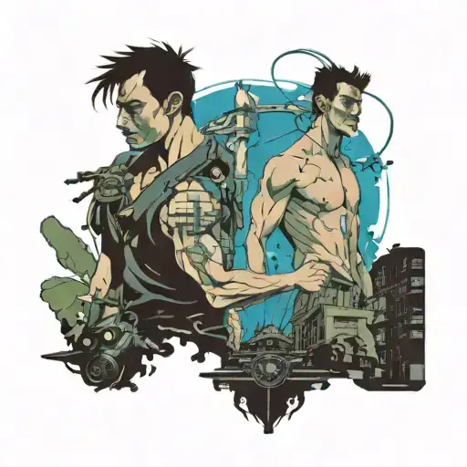 fight club movie scene, matrix movie scene, Truman show scene, avatar movie scene, princess Mononoke scene, tattoo design idea