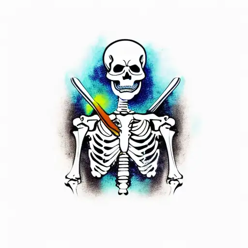 skeleton with a ski mask and a machete  tattoo design idea