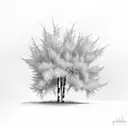 a lonely weeping birch tree a bench under it tattoo design idea