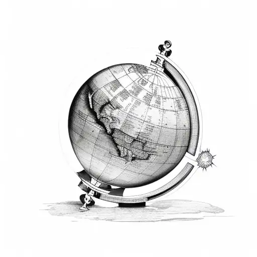 Globe with cross behind and above the globe tattoo design idea
