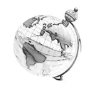Globe with cross behind and above the globe tattoo design idea