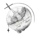 Globe with cross behind and above the globe tattoo design idea