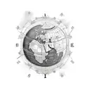 Globe with cross behind and above the globe tattoo design idea