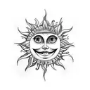 A tattoo of a smiling sun surrounded by darkness tattoo design idea