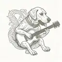 A Labrador dog playing a guitar tattoo design idea