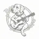A Labrador dog playing a guitar tattoo design idea