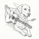A Labrador dog playing a guitar tattoo design idea