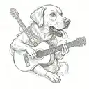 A Labrador dog playing a guitar tattoo design idea