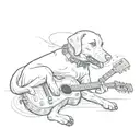 A Labrador dog playing a guitar tattoo design idea