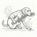 A Labrador dog playing a guitar tattoo design idea