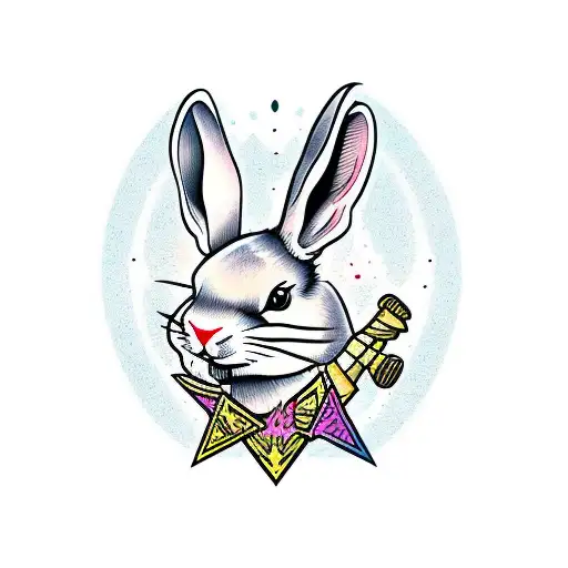 conejo con remera que dice teen idol tattoo design idea