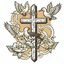 3 crosses with ducks flying away tattoo design idea