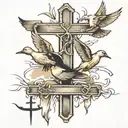 3 crosses with ducks flying away tattoo design idea