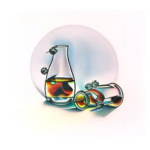 jamison glass with ice cubes tattoo design idea