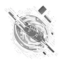 A pixelated spaceship exploring a black and white galaxy tattoo design idea
