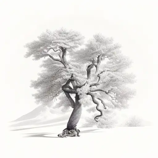 tree with a curvy trunk tattoo design idea