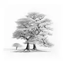 tree with a curvy trunk tattoo design idea