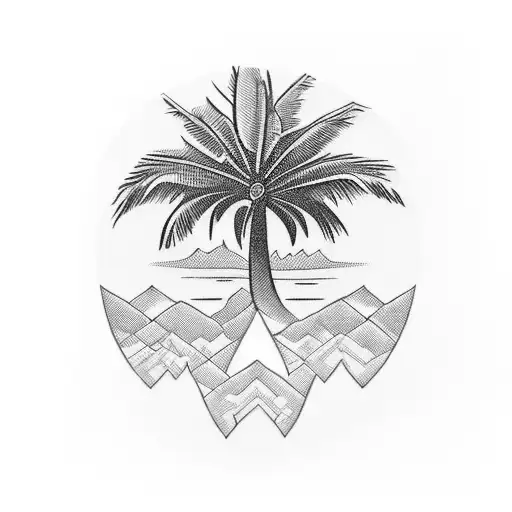 tribal tattoo with 868 and palm tree to represent Caribbean  tattoo design idea