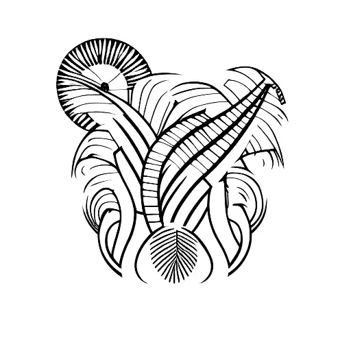 tribal tattoo with 868 and palm tree to represent Caribbean  tattoo design idea