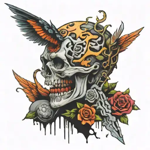 depression and punk rock inspired tattoo design idea