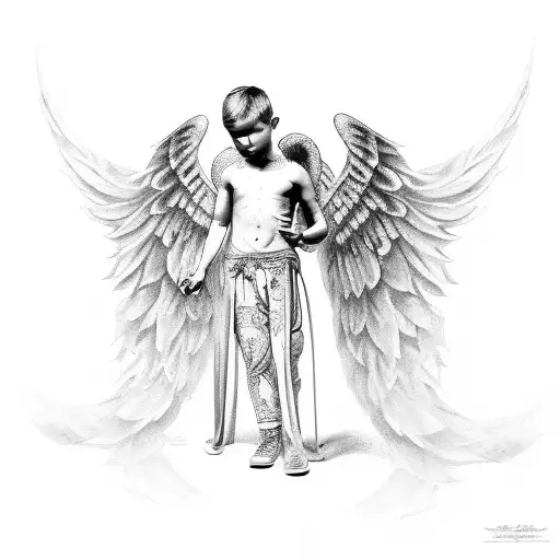 cherub angel, b-boy stance tattoo design idea