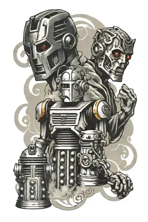 A Cyberman, A Dalek and Weeping Angel tattoo design idea