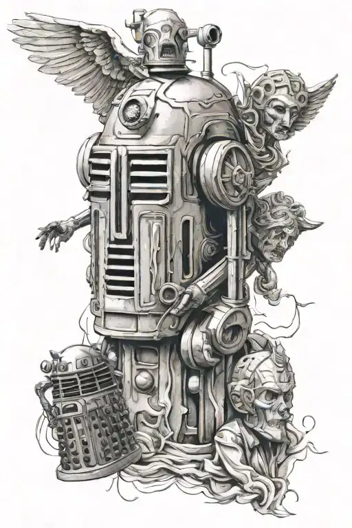 A Cyberman, A Dalek and Weeping Angel tattoo design idea