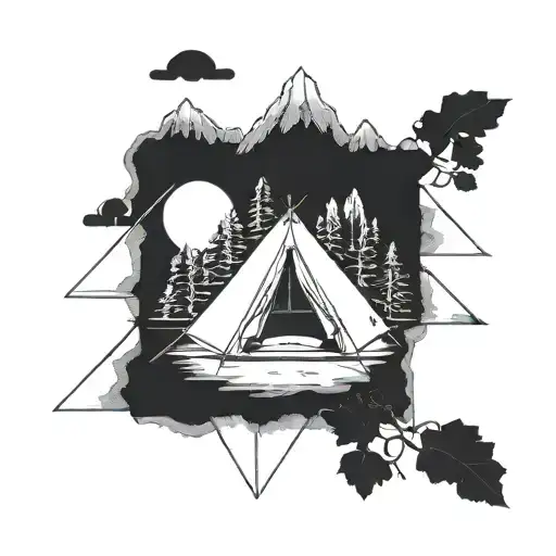poorly put up tent pitched tattoo design idea