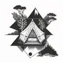 poorly put up tent pitched tattoo design idea