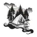 poorly put up tent pitched tattoo design idea