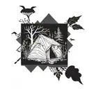 poorly put up tent pitched tattoo design idea