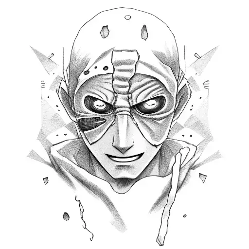 obito crying with broken mask tattoo design idea