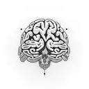 cyber brain tattoo design idea