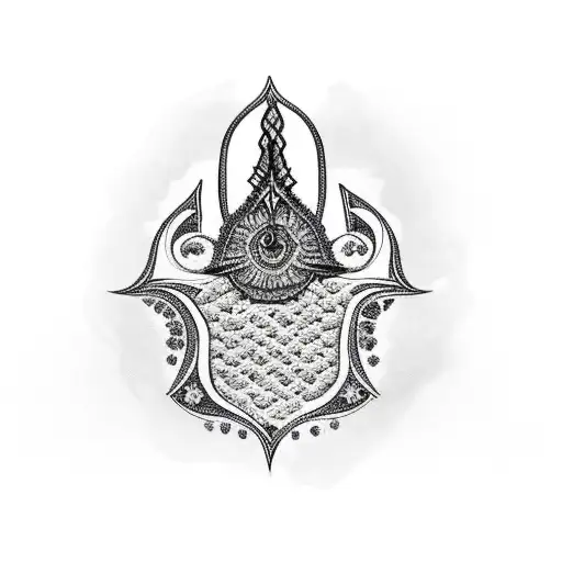 Hamsa Symbol and phi phi island tattoo design idea