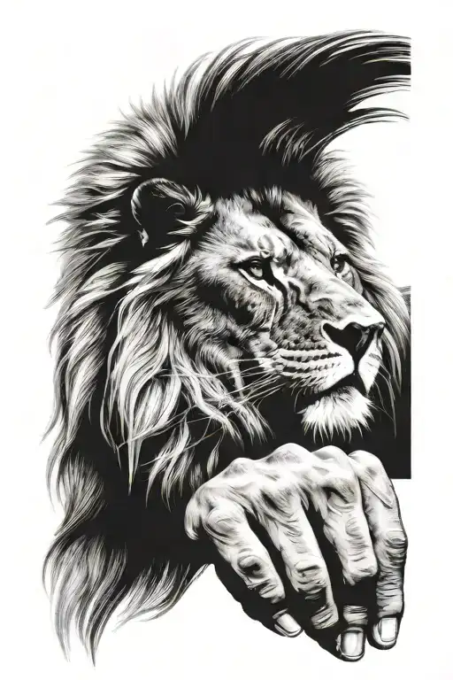 A lean muscular body with male lion head and in fingers it should wear rings of animals head (Lion, Tiger, Bear, Eagle)  tattoo design idea