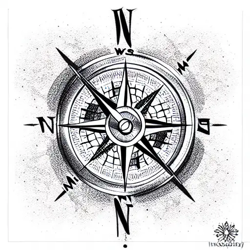 Compass tattoo design idea